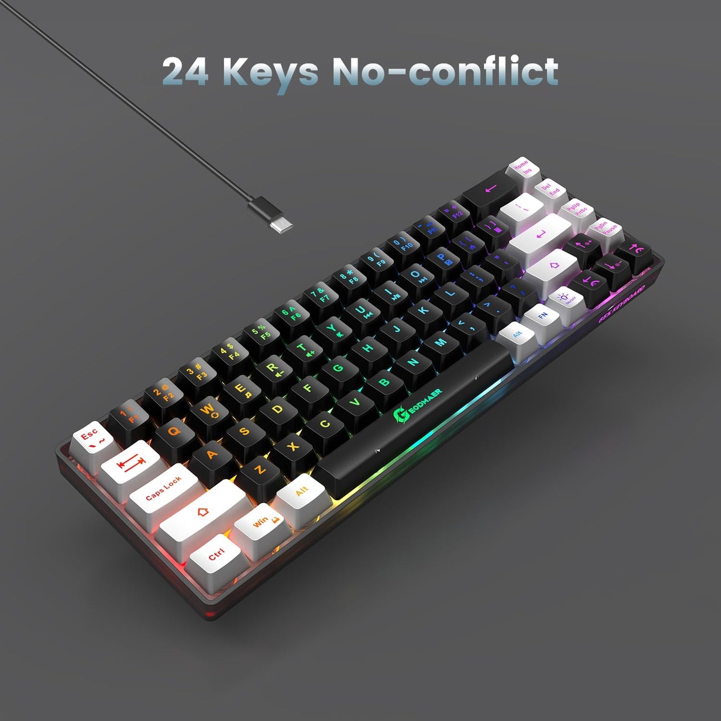 2 Pcs Gaming Keyboard – Ultra-Compact, Wired, and Backlit for Gamers